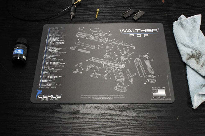 WALTHER PDP SCHEMATIC HANDGUN MAT FDE