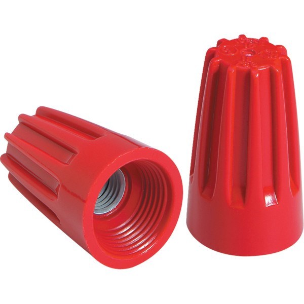 RED WIRE CONNECTORS STRAIGHT BARREL STYLE SCREW-ON NUTS UL - 500/BAG