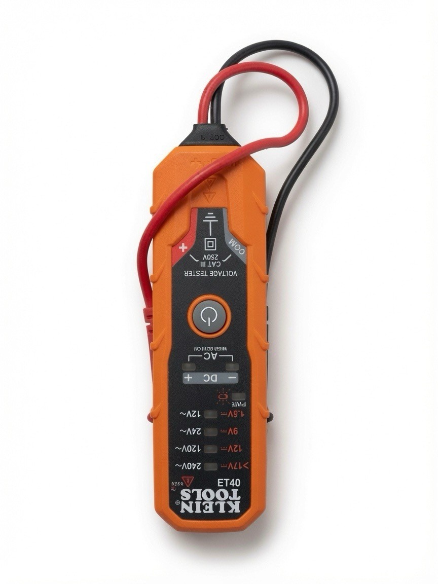 Klein Tools ET40 Voltage/Continuity Tester w/ LED Indicator Orange/Black/Red