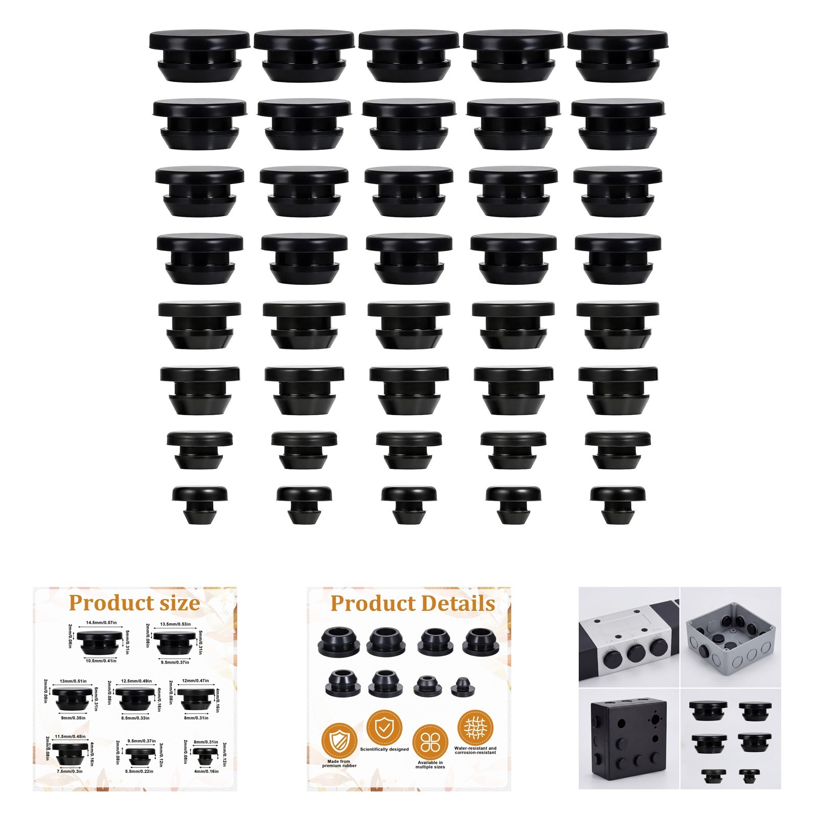 Rubber Plugs Assorted Sizes Silicone Grommets for Car Wiring Furniture Sealing