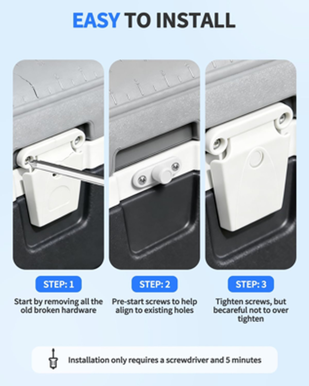 Cooler Latch Replacement Kit for Igloo 50-165 Qt Coolers Includes Posts and