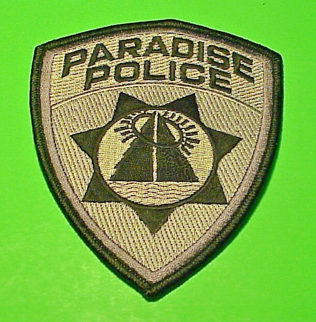 PARADISE  CALIFORNIA  CA  ( BLACK / SILVER )  5"  POLICE PATCH  FREE SHIPPING!!!