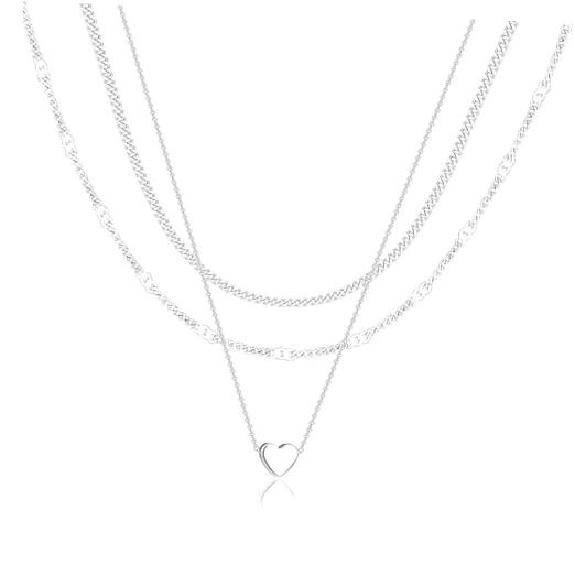 Layered Gold Necklaces for Women, Stackable Dainty 14K Gold Silver Heart2
