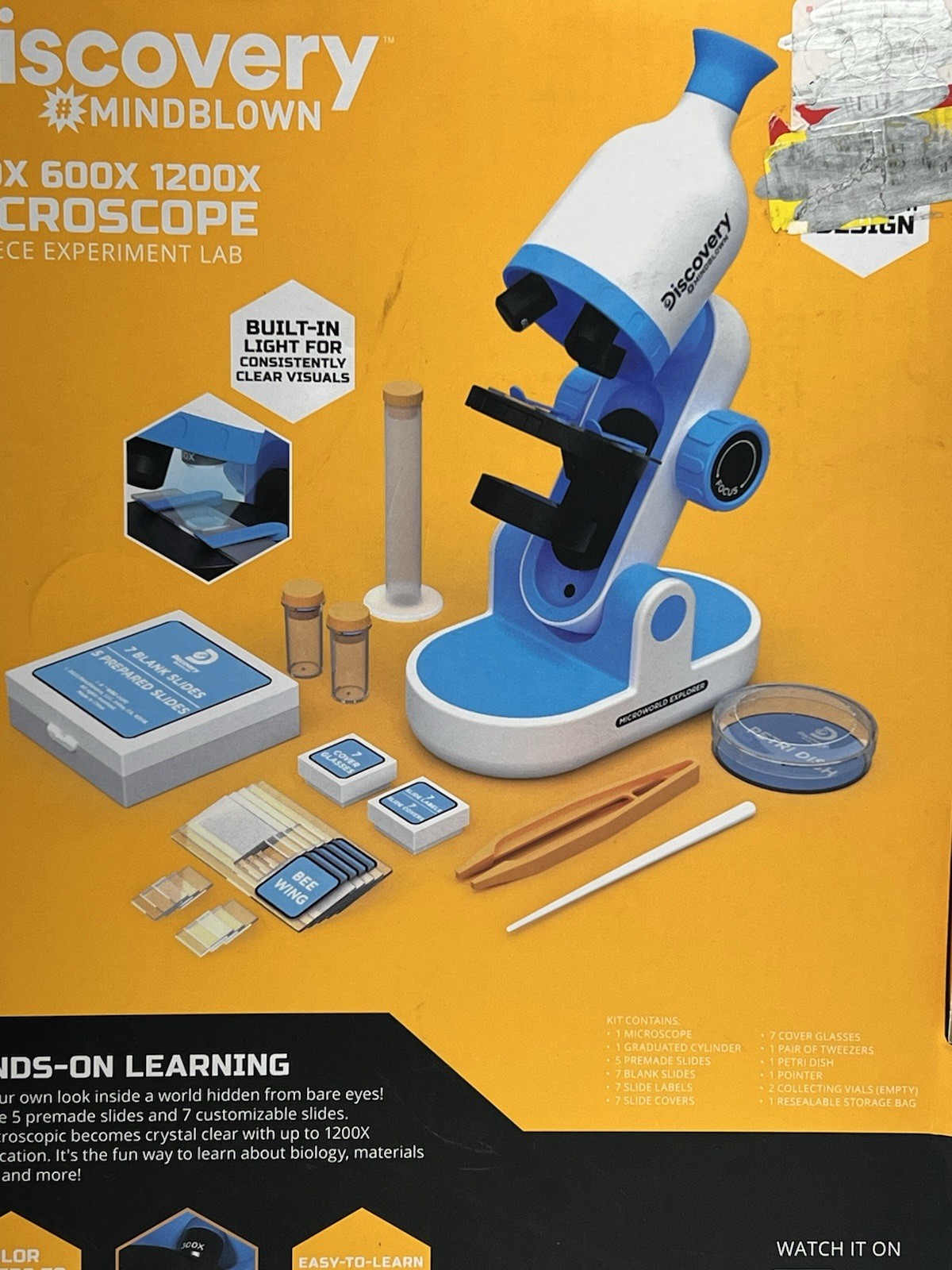 Discovery #MINDBLOWN 1200X, 600X, 300X Microscope 41-Piece Experiment Lab New
