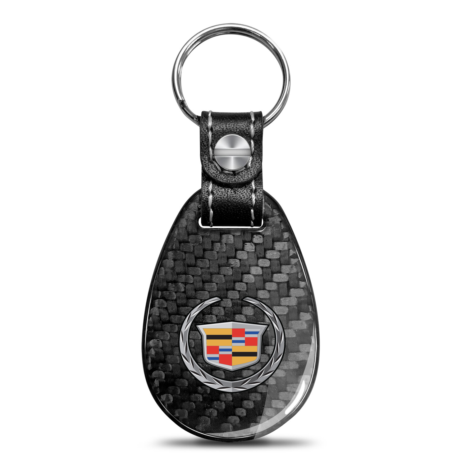 Cadillac Logo Real Carbon Fiber Tear-Drop Key Chain