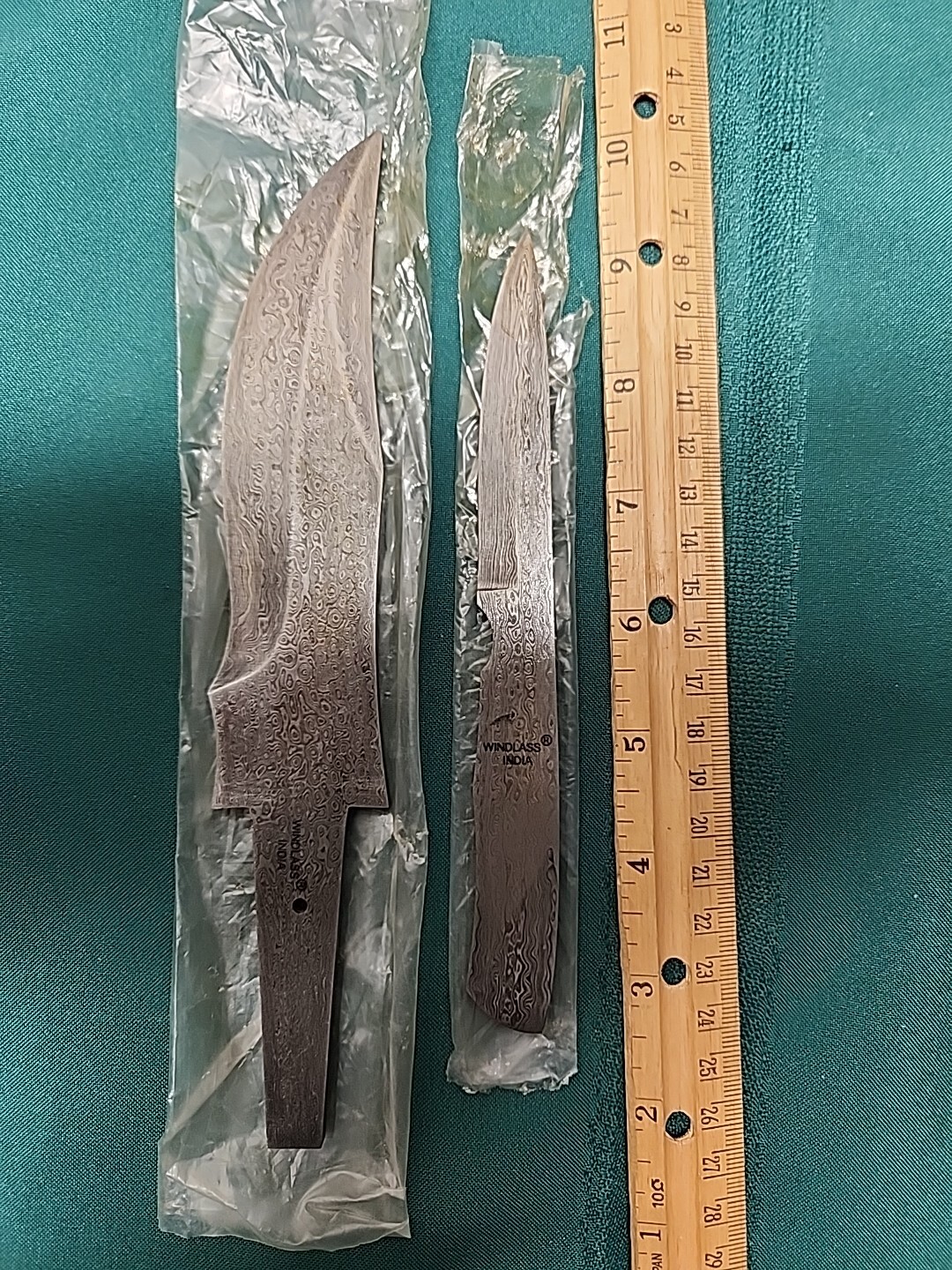 Windlass India Damascus Steel Blank Blades One 6" Blade One 3" Blade