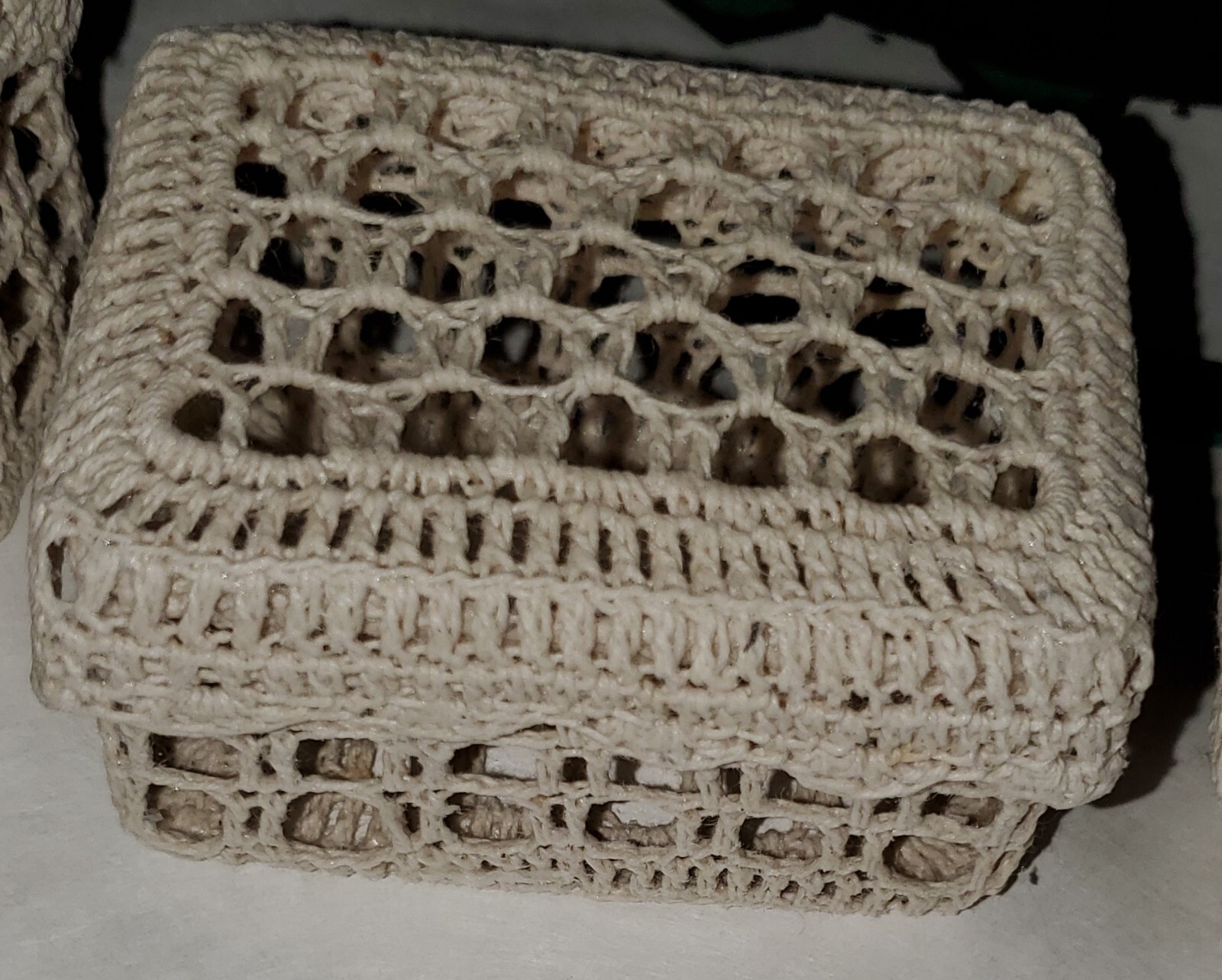 Trio Of Nesting Crocheted Vanity Boxes