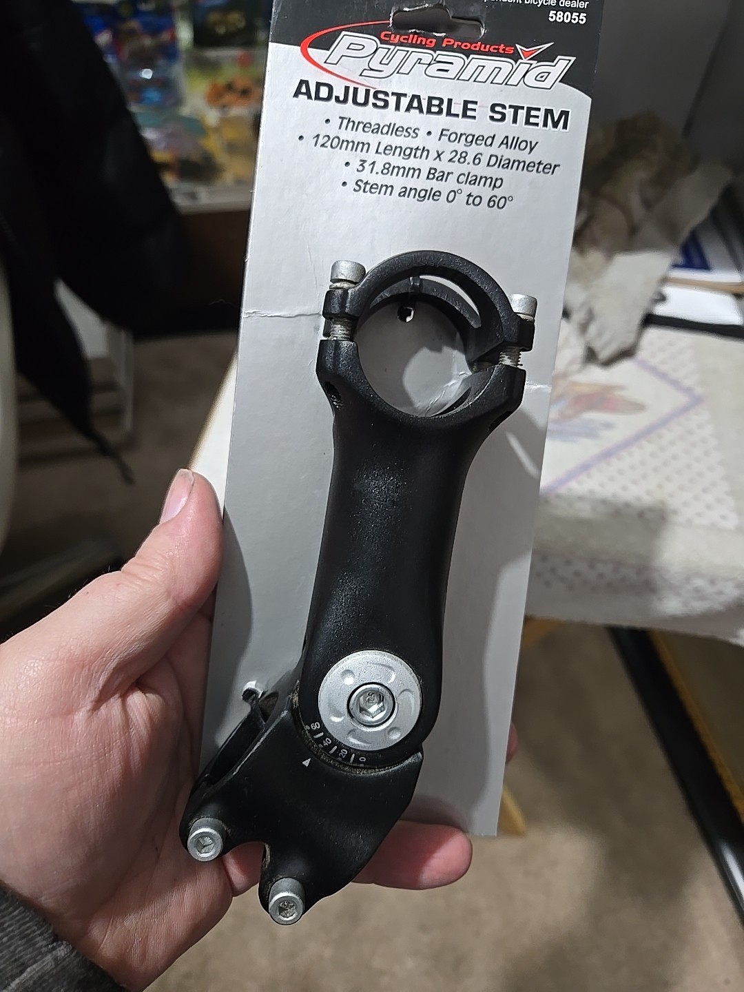 Adjustable Stem 120mm 28.6 Diameter 31.8 Bar Clamp 0°-60° By Pyramid NOS On Card