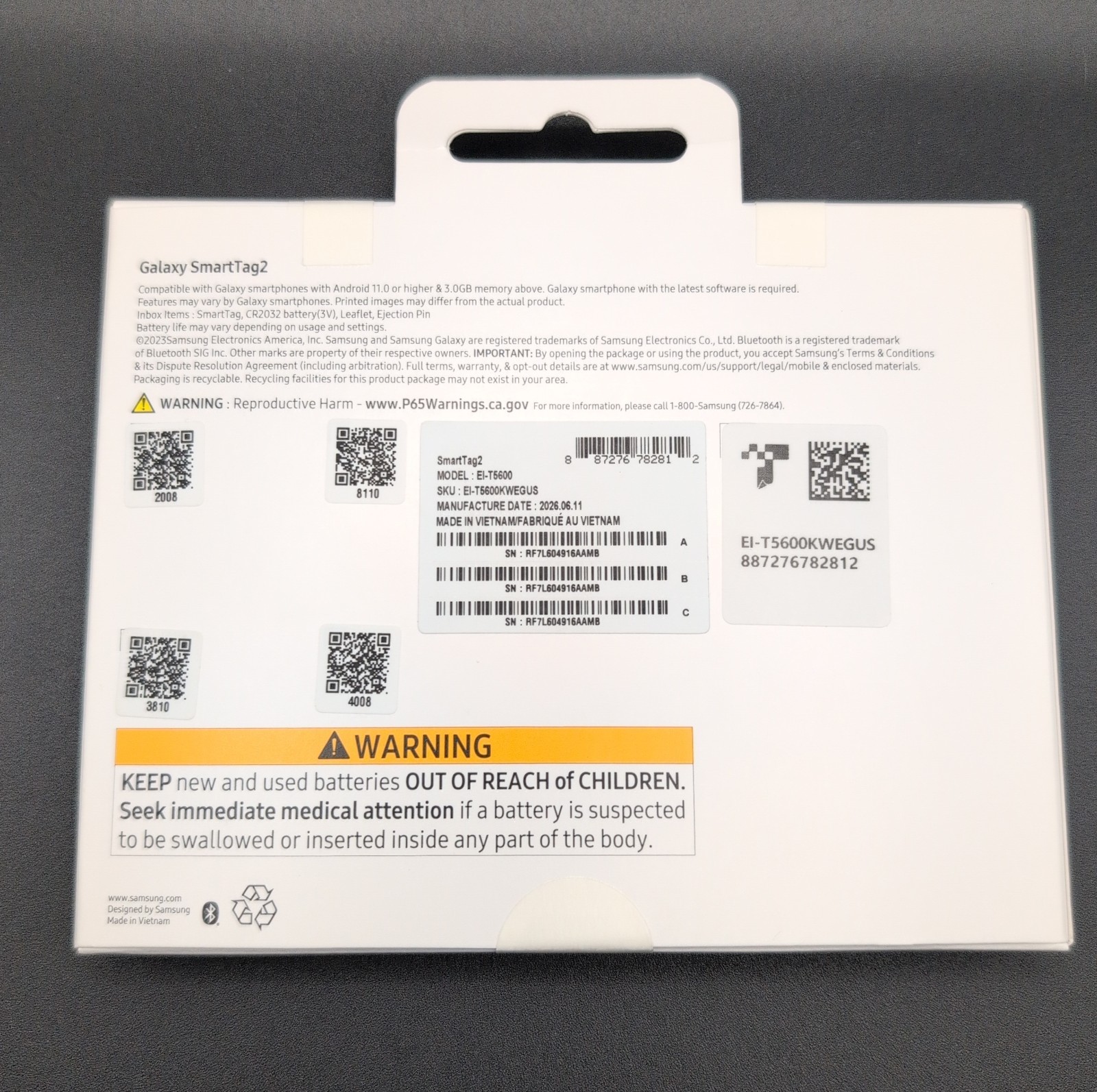 Samsung Galaxy SmartTag2 Bluetooth Tracker (2023) – 4 Pack – Brand New Sealed