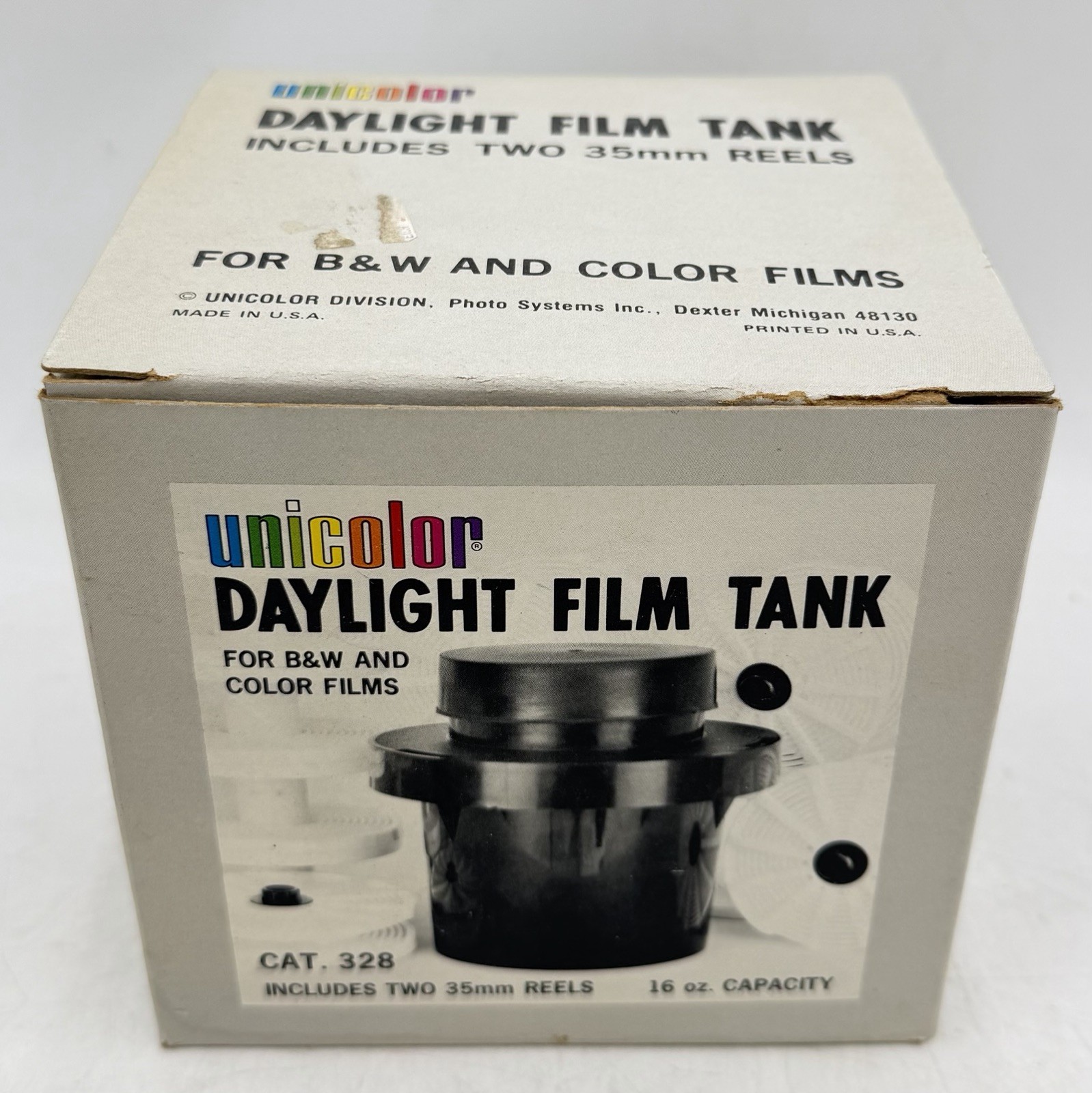 Unicolor Daylight Film Tank B&W and Color Films Two 35mm Reels 16 oz Capacity