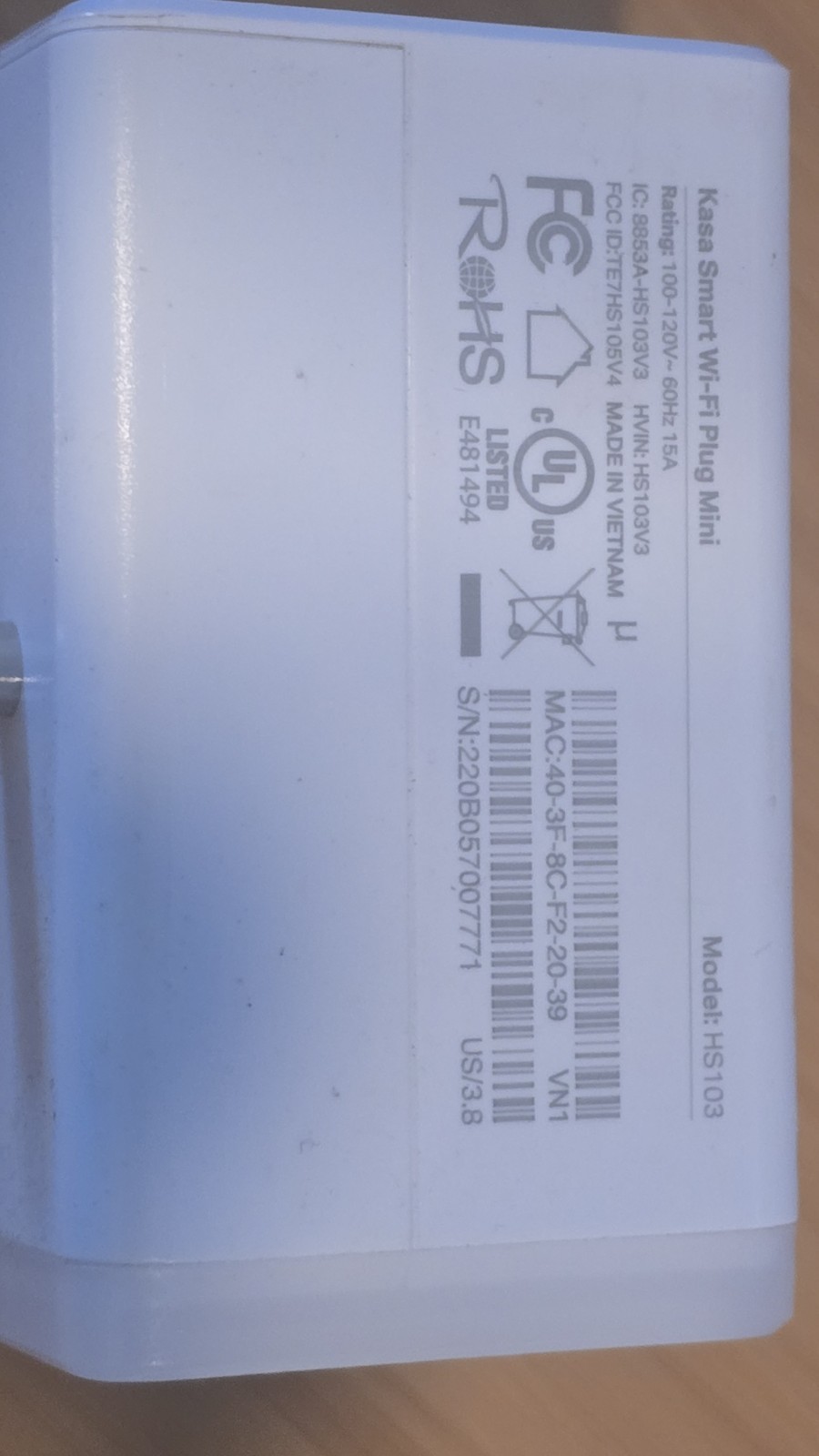 TP-Link HS103 Kasa Smart Wi-Fi Plug Lite Smart Outlet Alexa Google Home (1 Unit)