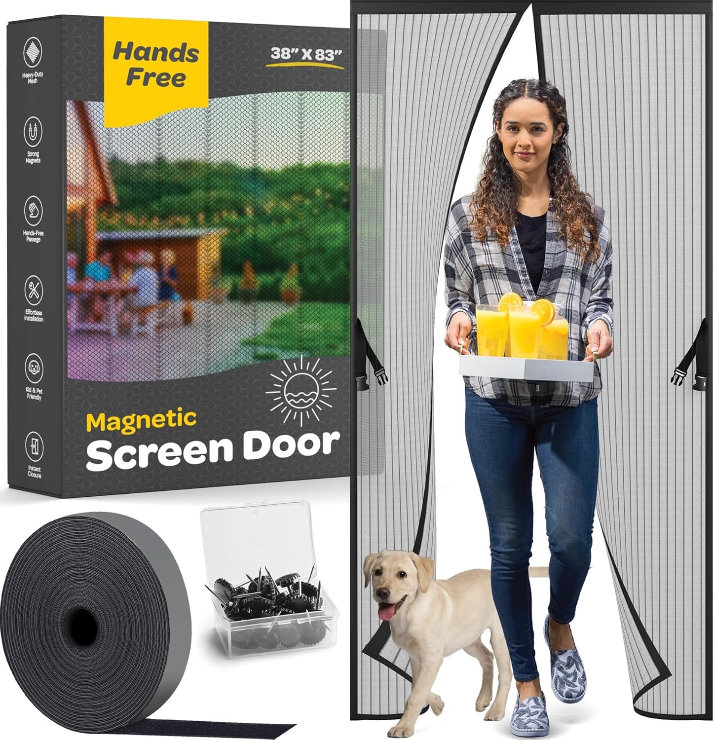 Cortina Magnetica Mosquitera Para Puerta Se Adapta Puertas De 38 X 83 Pulgadas