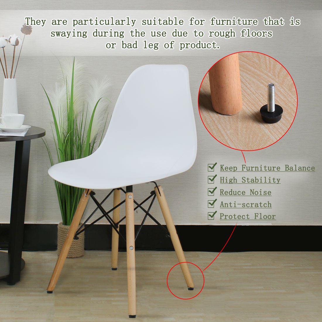 M6 x 24 x 18mm Furniture Glide Leveling Feet Floor Protector for Table Leg 20pcs