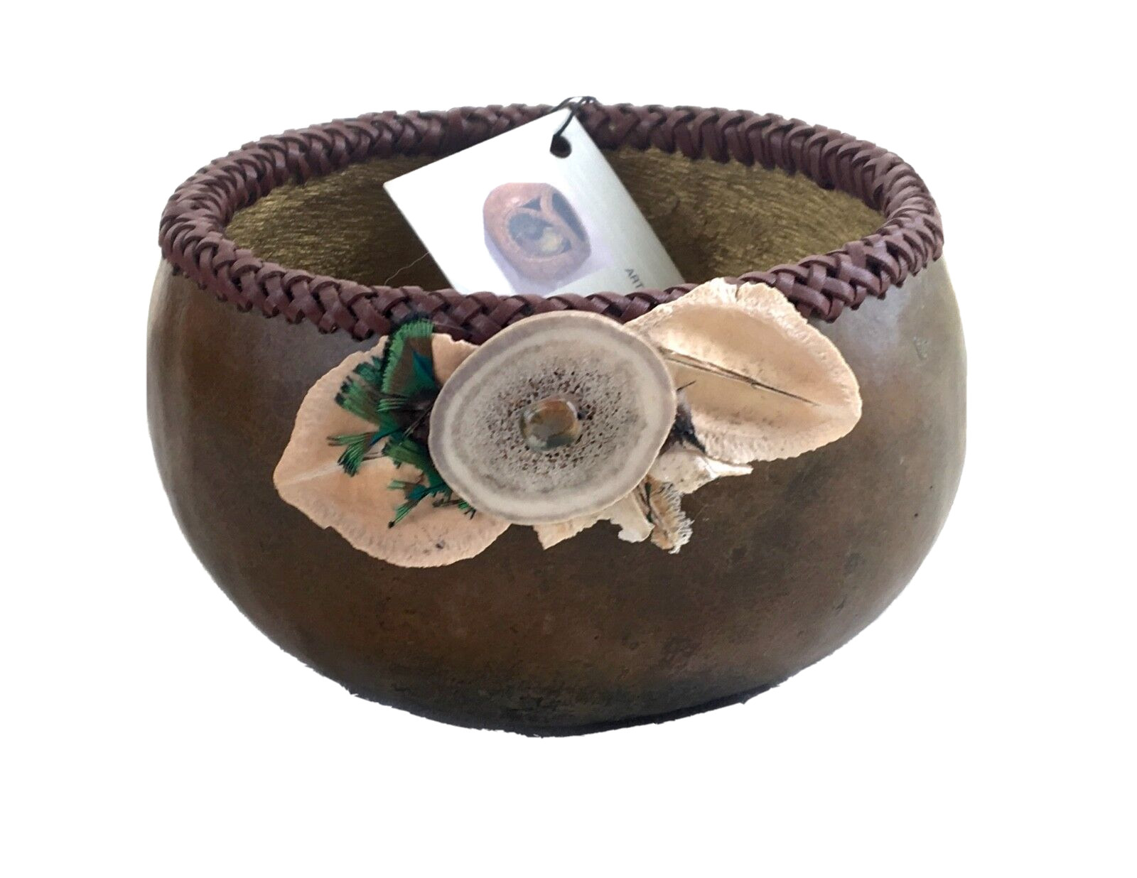 SW Artisan Arlene Zaloznik Hand Made Gourd Bowl, Painted AZ Baskets, 6"