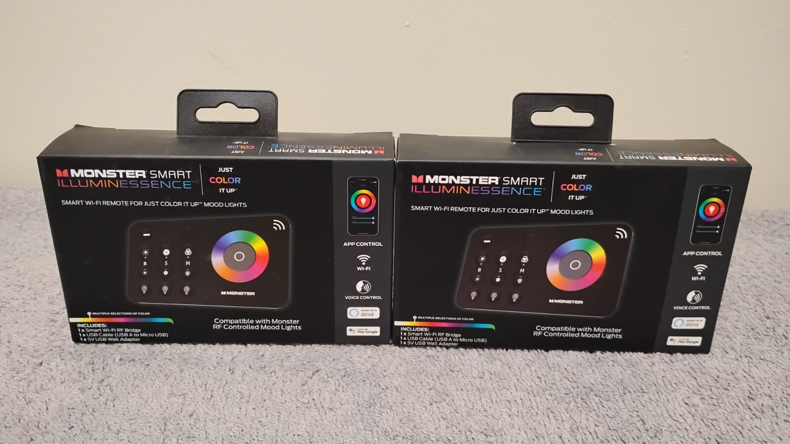 2 NEW Monster Smart Illuminessence Wireless Smart WI-FI Remote Mood Lights.