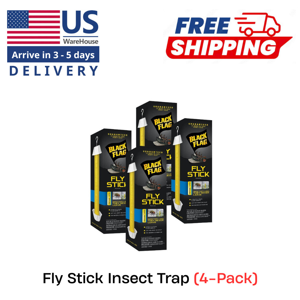 Fly Stick Insect Trap Indoor Outdoor (4-Pack)