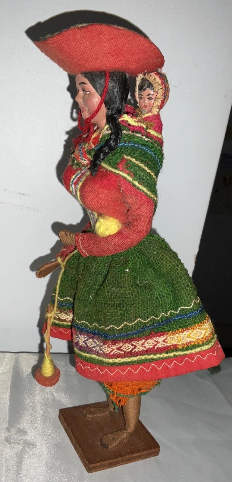 Vtg Peruvian Doll Woman With Baby 11”  Folk Artesania Cuzco Peru