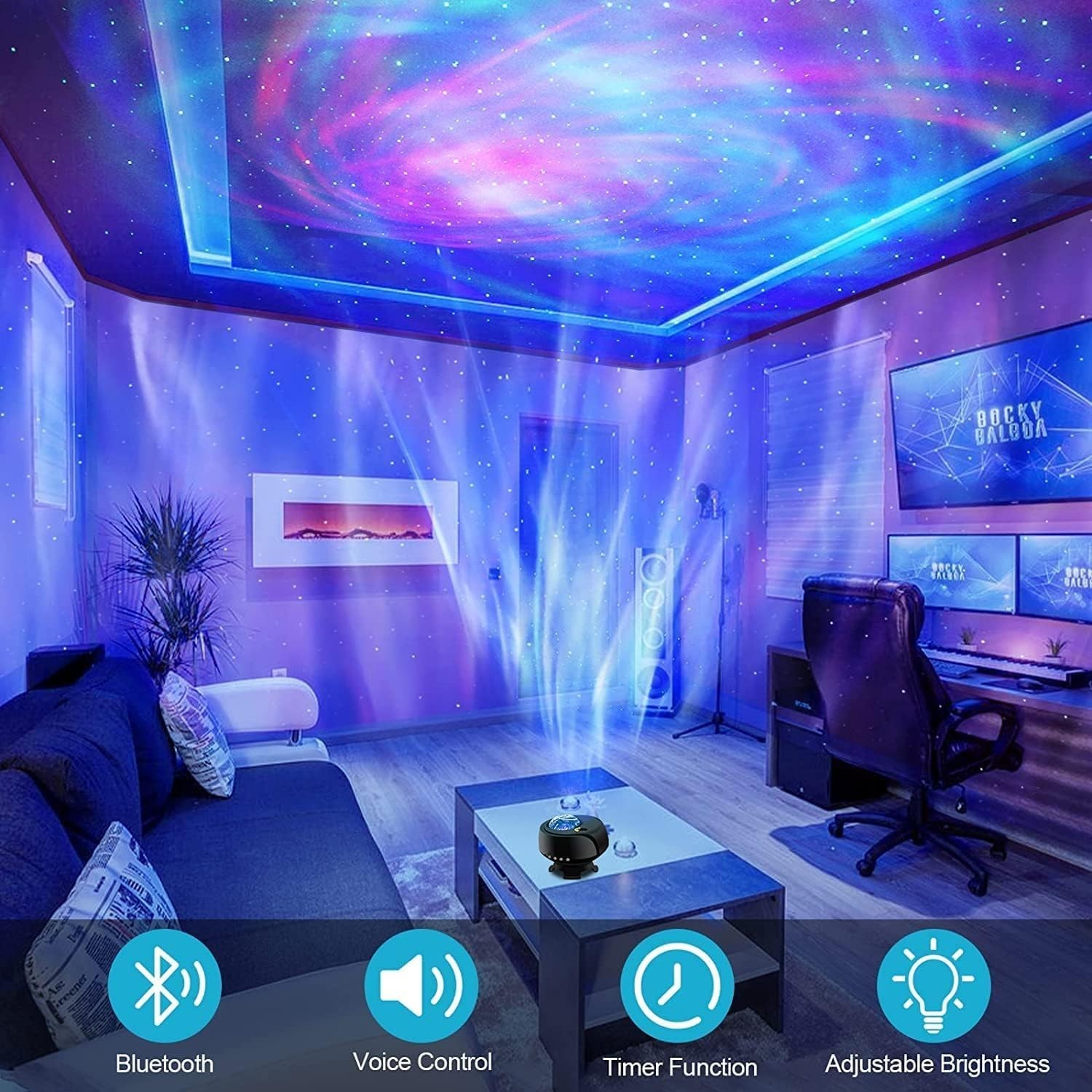 Galaxy Projector with Bluetooth & Adjustable Light: Modern Star Night Light