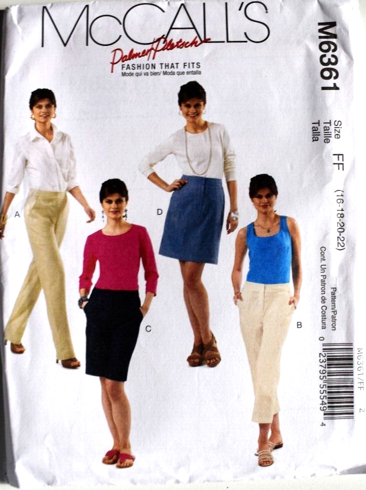 MCCALLS PATTERN 6361 PANTS SKIRT SHORTS  MISSES SIZES  16 18 20 22  UNCUT FF