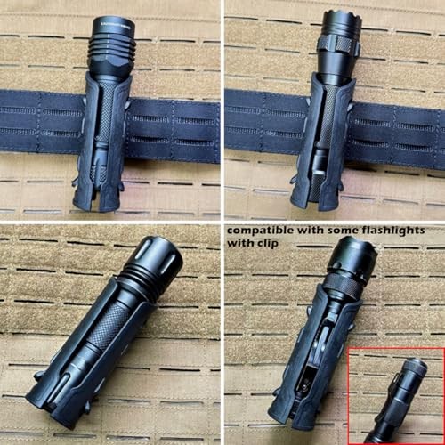 Quick Draw Tactical Flashlight Holster, Rotatable Tactical Molle Light Holder