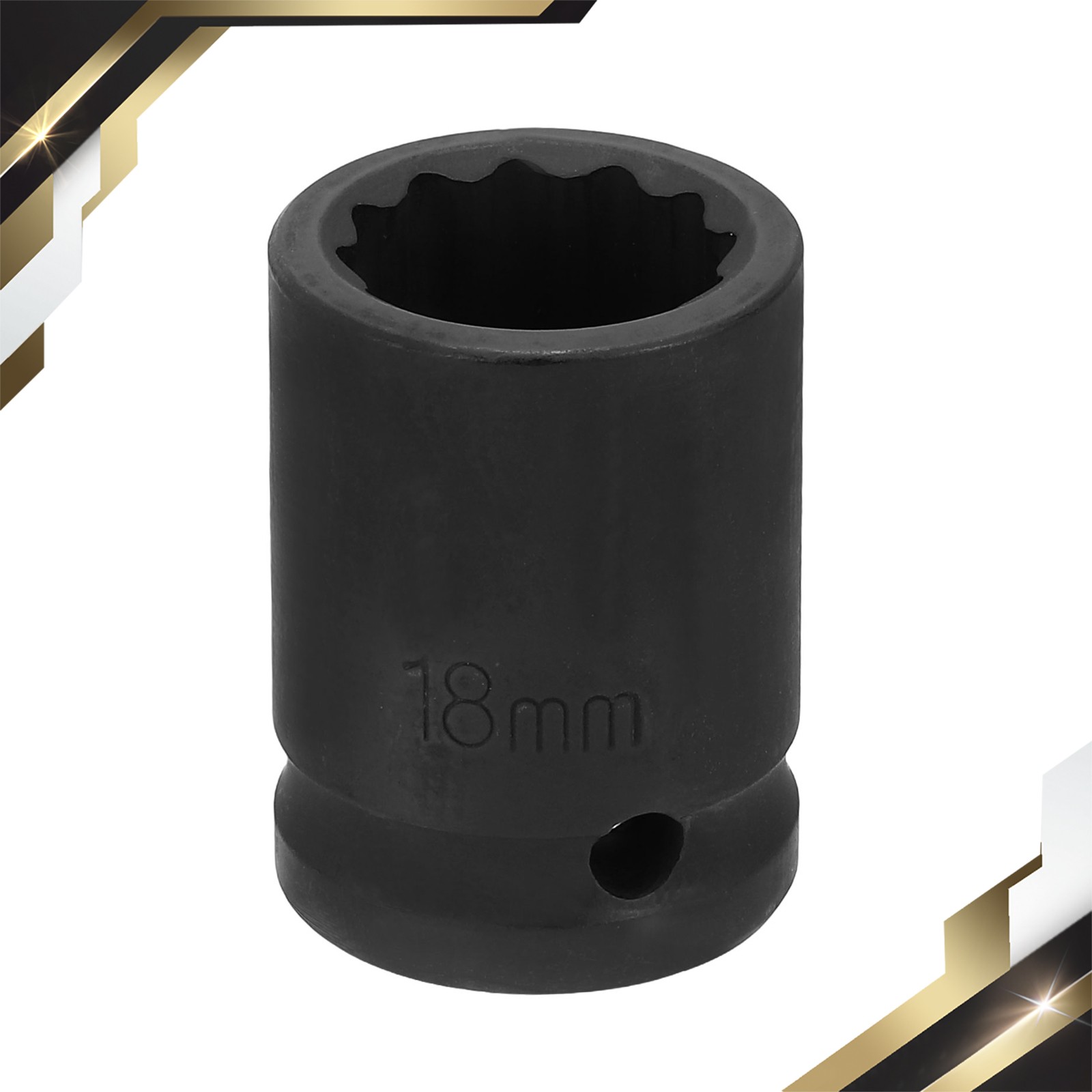 12 Point Impact Socket 1/2 Inch Drive 18mm Metric Cr-V Shallow Impact Socket