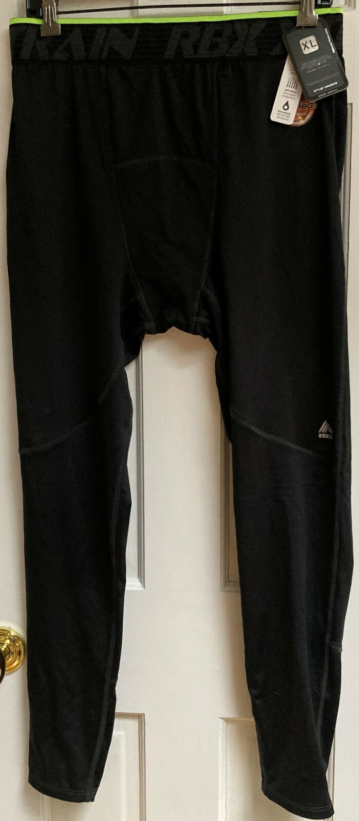NWT RBX MEN COMPRESSION TRAINING TIGHTS BASE LAYER BLACK PANTS CRM7012 X/LGE $58