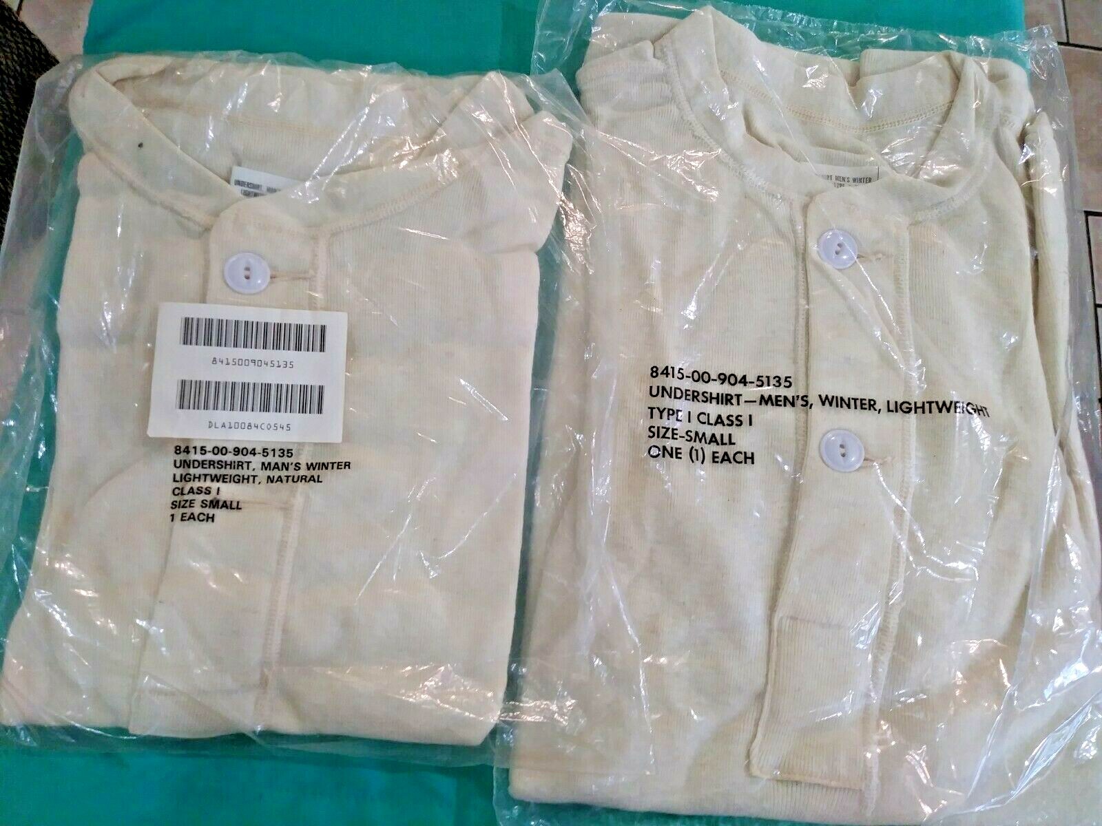2  size small   U S Military Lightweight Cold Weather Undershirts TYPE 1 CLASS 1