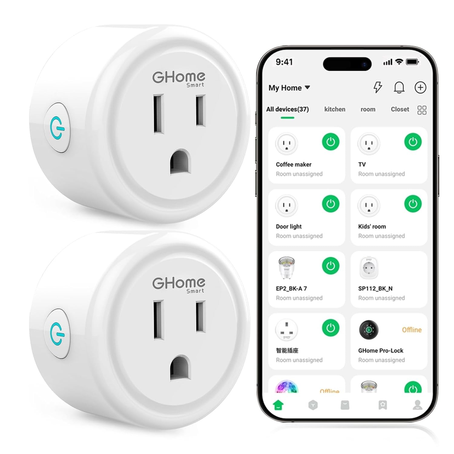 Plug WiFi Smart Plugs Compatible with Alexa and Google Home Outlet Timer APP