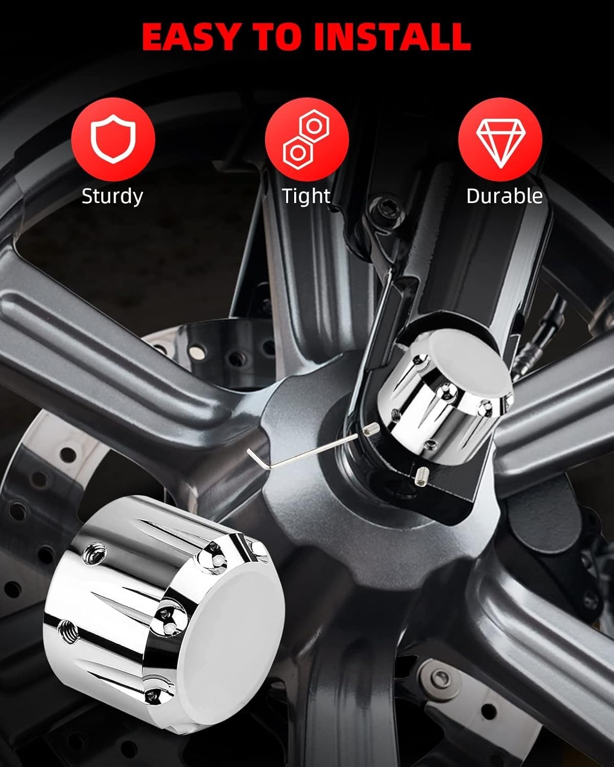 Chrome Front Axle Nut Covers Axle Nut Caps Compatible for Harley Davidson Spo...