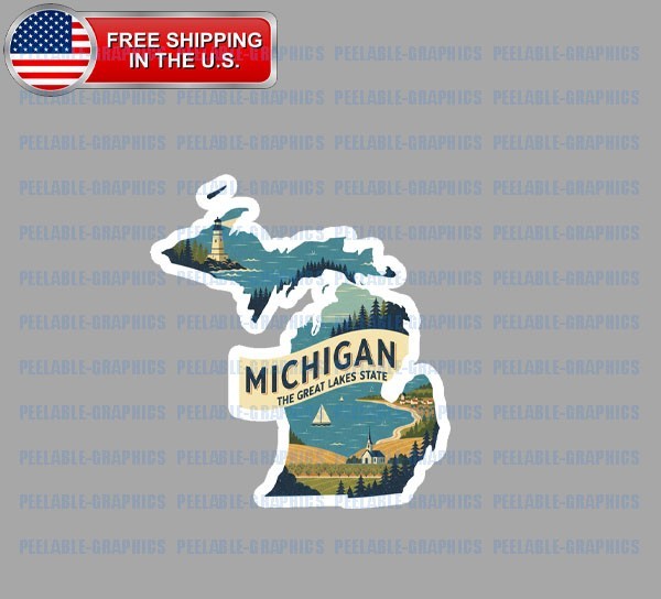 Michigan Bumper Vinyl Decal Sticker Souvenir Travel B