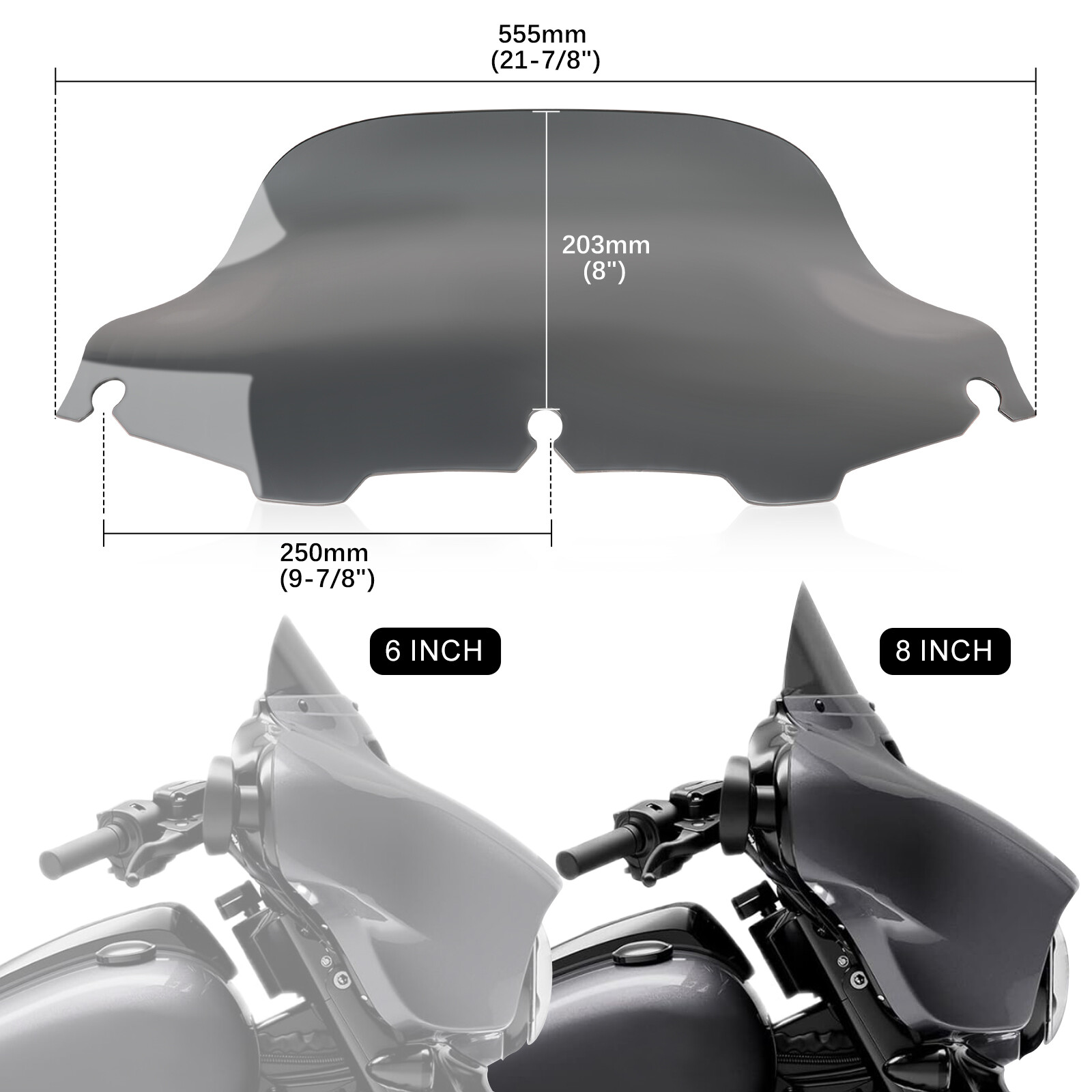 8" Smoke Windshield Windscreen For Harley Ultra Classic Electra Glide 1996-2013