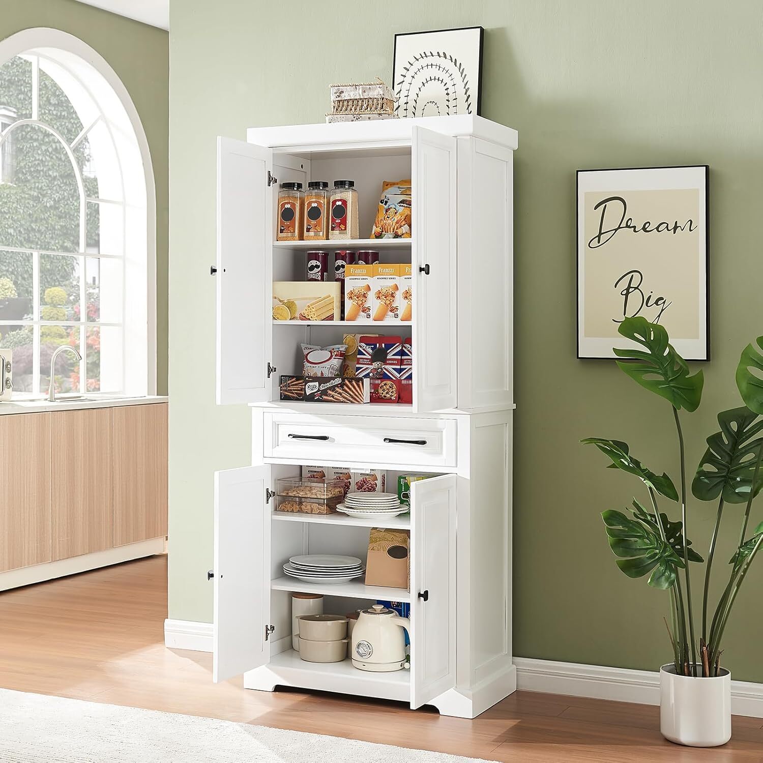 Kitchen Pantry Cabinet 71'' Tall  Storage Cabinet w/Adjustable Shelves&1 Drawers
