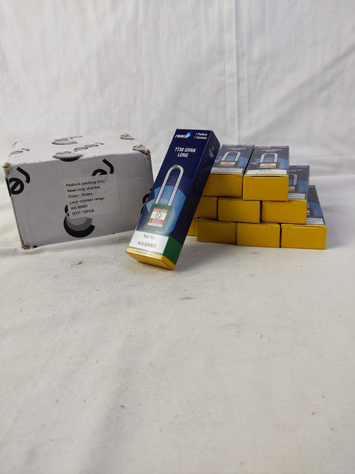 Box of 10, Reece TT38GRNKLG Safety Padlock