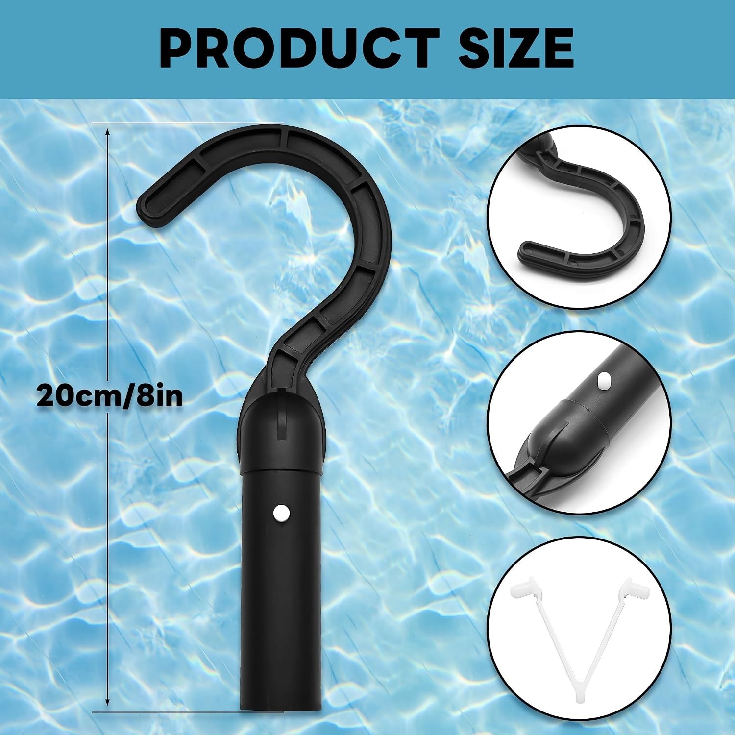 Pool Hook for Poles Compatible with All Pool Cleaner Pool Vacuum Black1 Pack