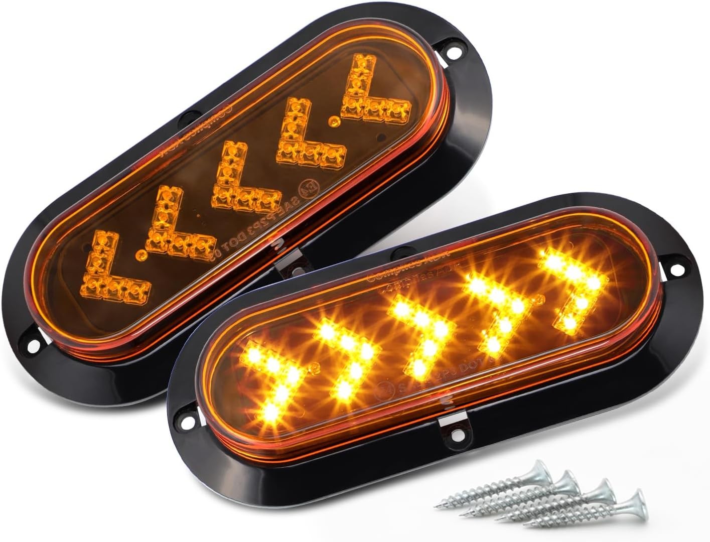 TMH (Pack of 2 6 Inch Oval ARROW Amber Light Turn Signal Tail Indicator