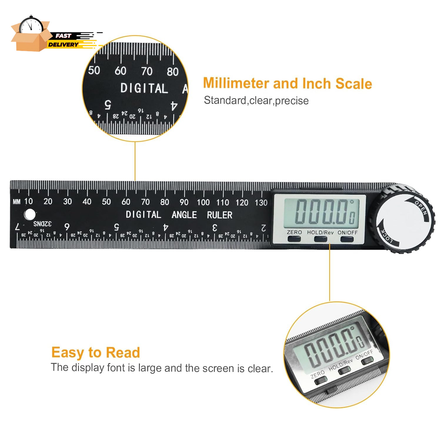 Third Generation Protractor Angle Finder, Digital Angle Ruler with 7Inch/200Mm,