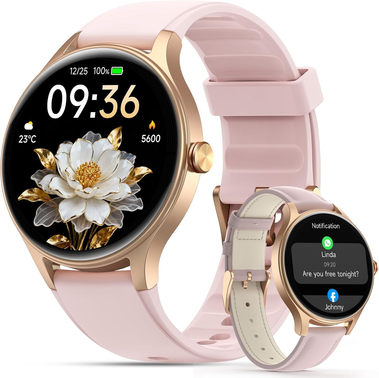 Smart Watches for Women,1.57" HD Touchscreen Smartwatch(2 Bands) with Bluetooth