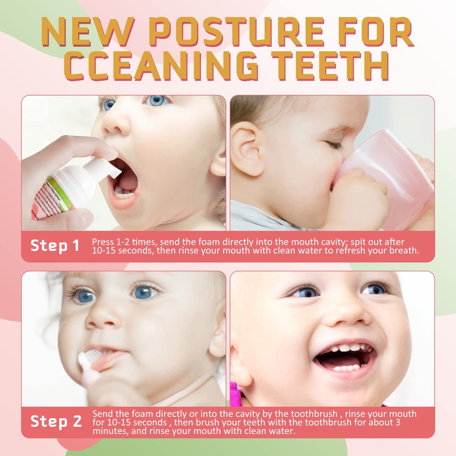 Foam Toothpaste Kids, Toddler Toothpaste with Low Fluoride, Kids Toothpaste f...