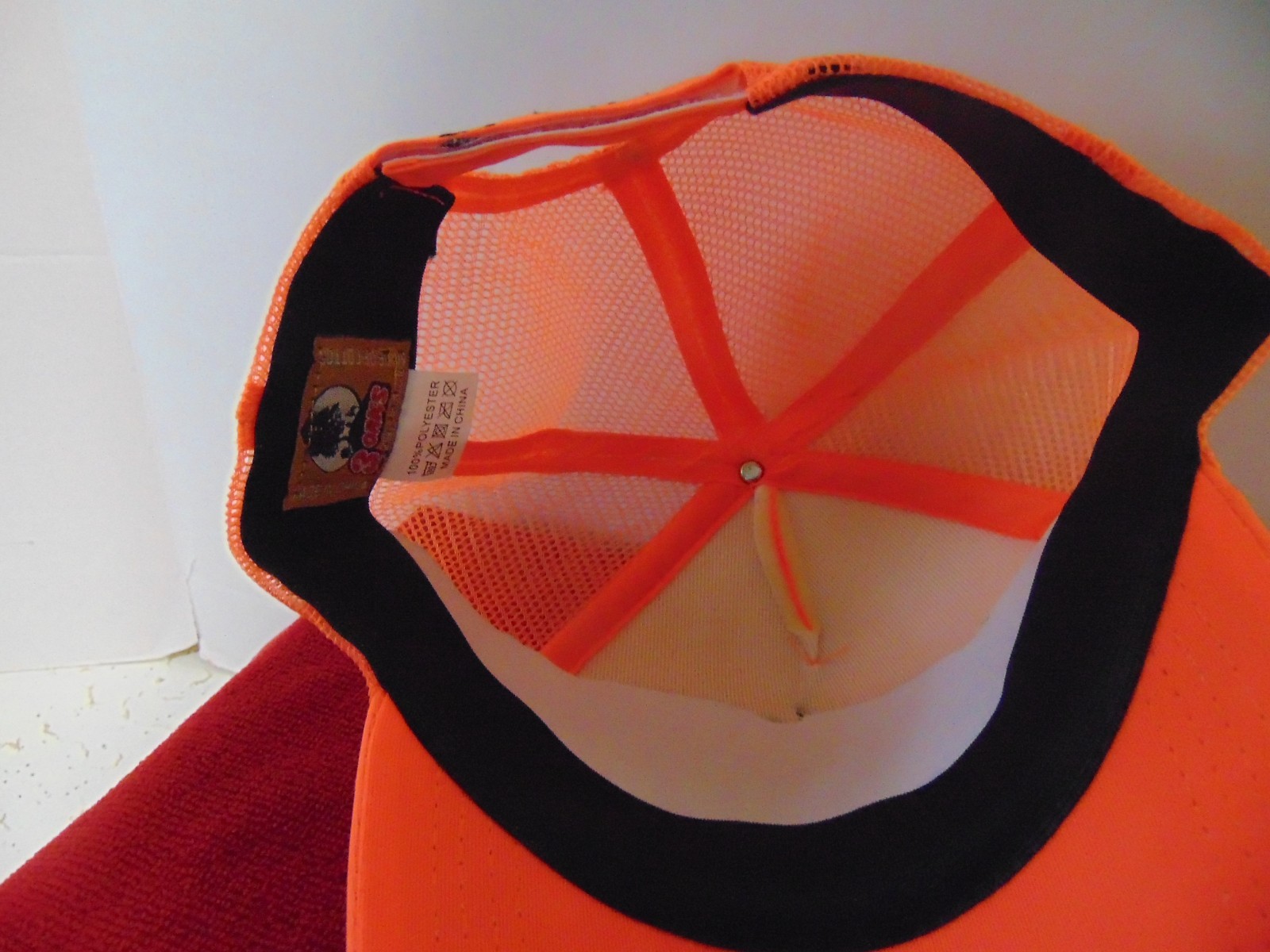 3 Oaks Blaze Orange Embroidered Net Back Hunting Baseball Cap Hat Adjustable NWT