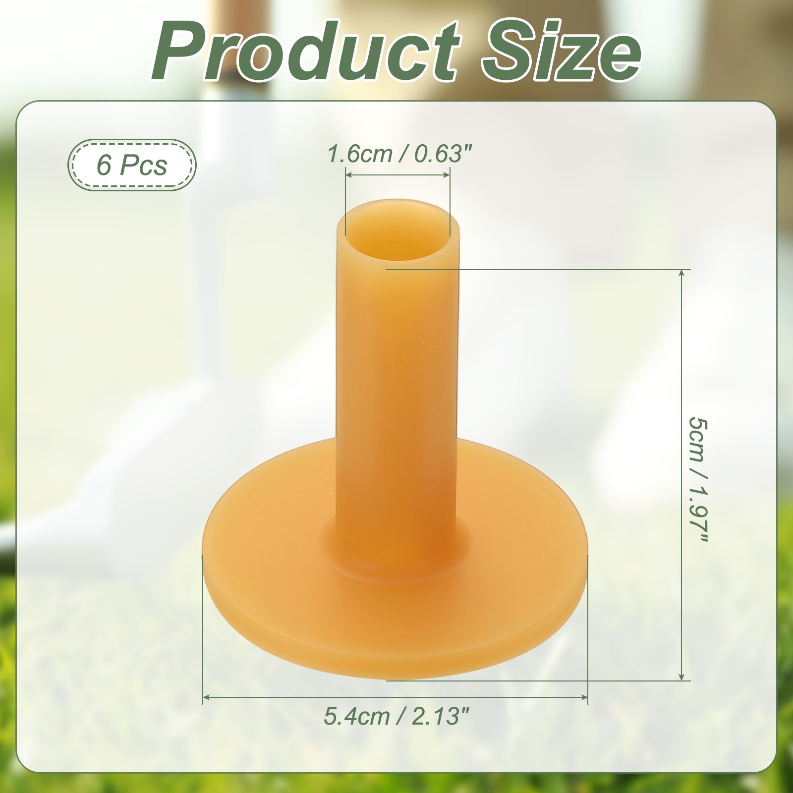 Rubber Golf Practice Tee, Driving Tee 2 Inch & 6 Pack & Rubber & Yellow