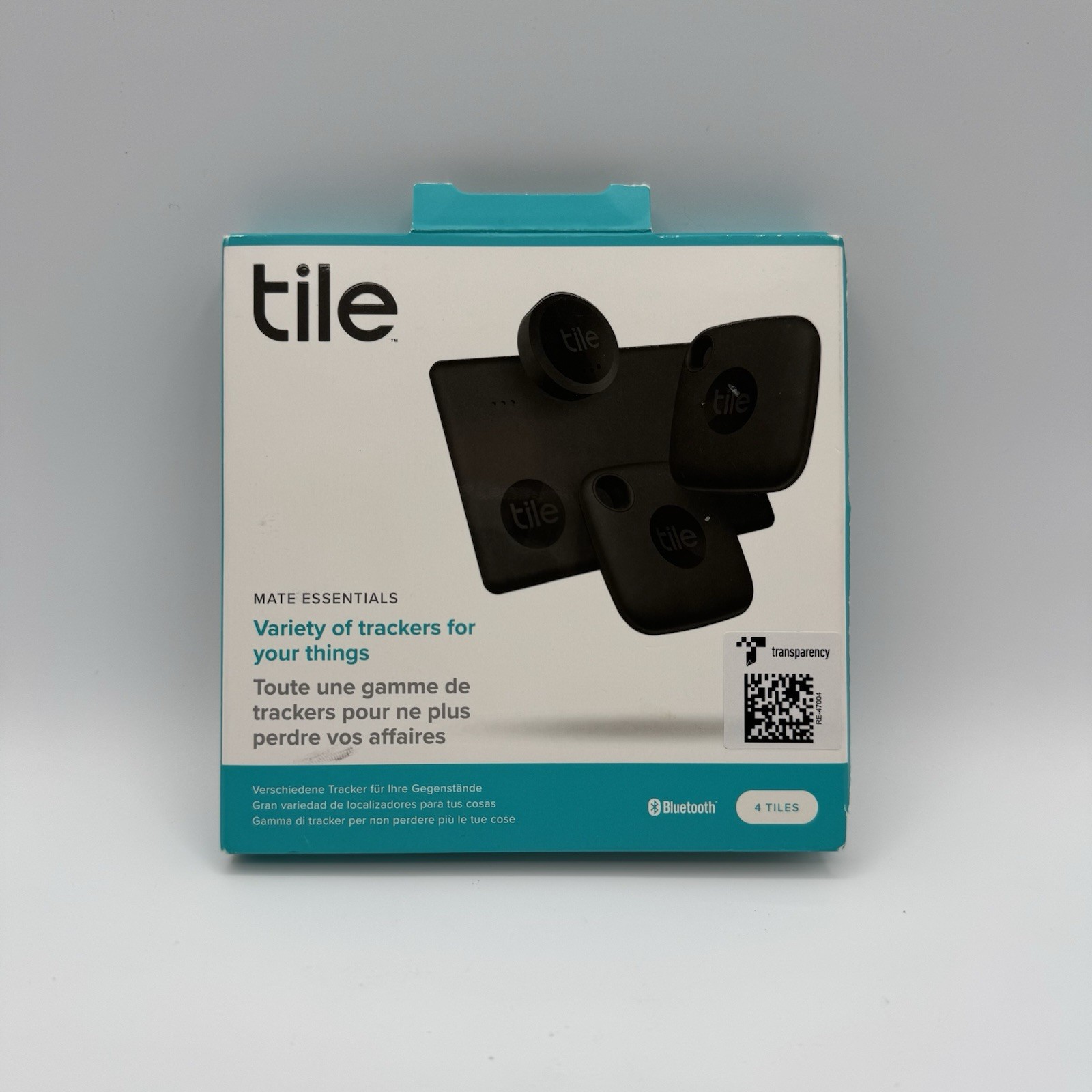TILE MATE 2022 Essentials Universal Bluetooth Tracker Black 4-Pack Tiles NEW