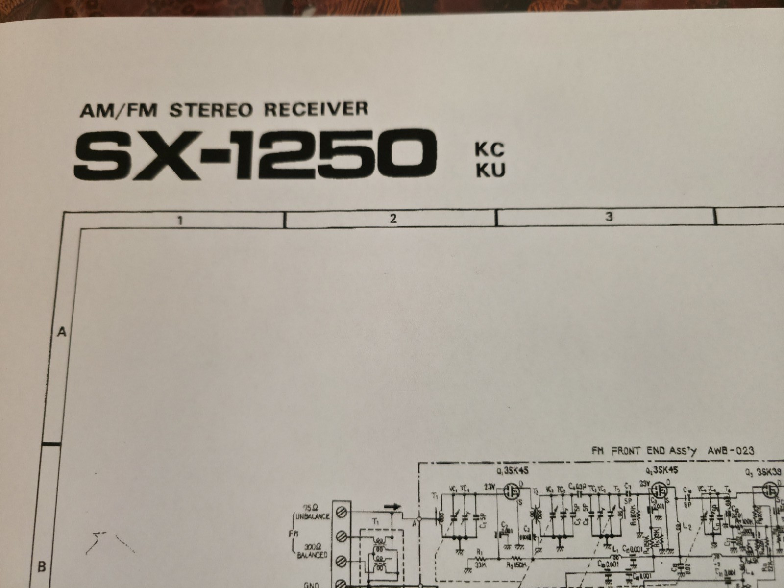 Pioneer SX- 1250 AM/FM Receiver Schematics- Large Print 24"x36"