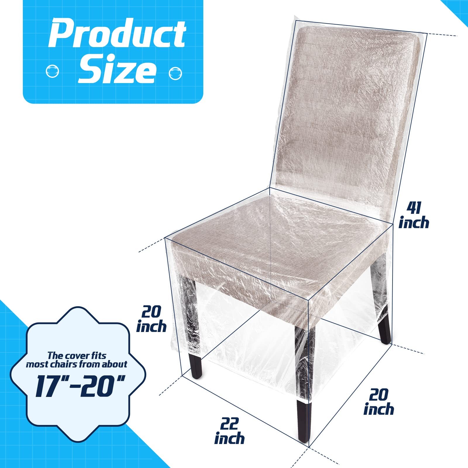 Remagr 4 Pcs Plastic Dining Chair Covers Protectors Clear Transparent