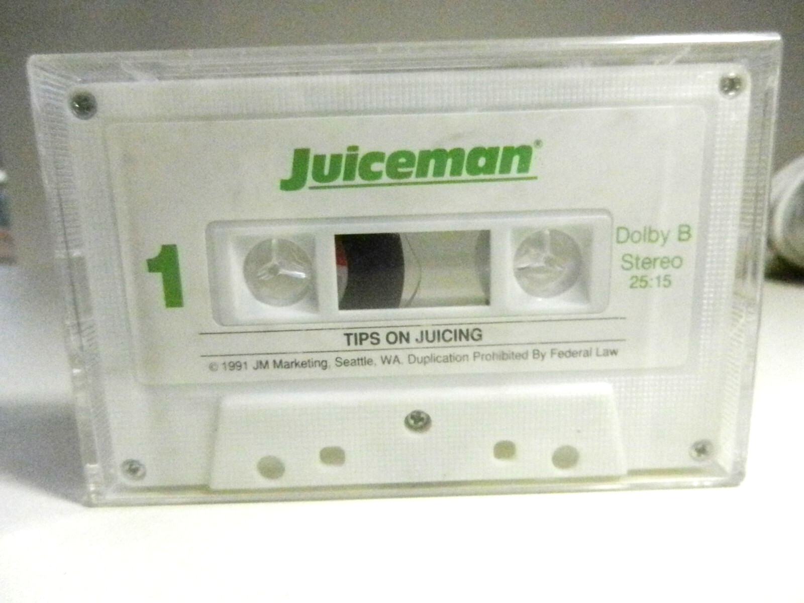Juiceman  Pro Juicer Series 211-TIPS ON JUICING- Cassette Tape  1991 NEW