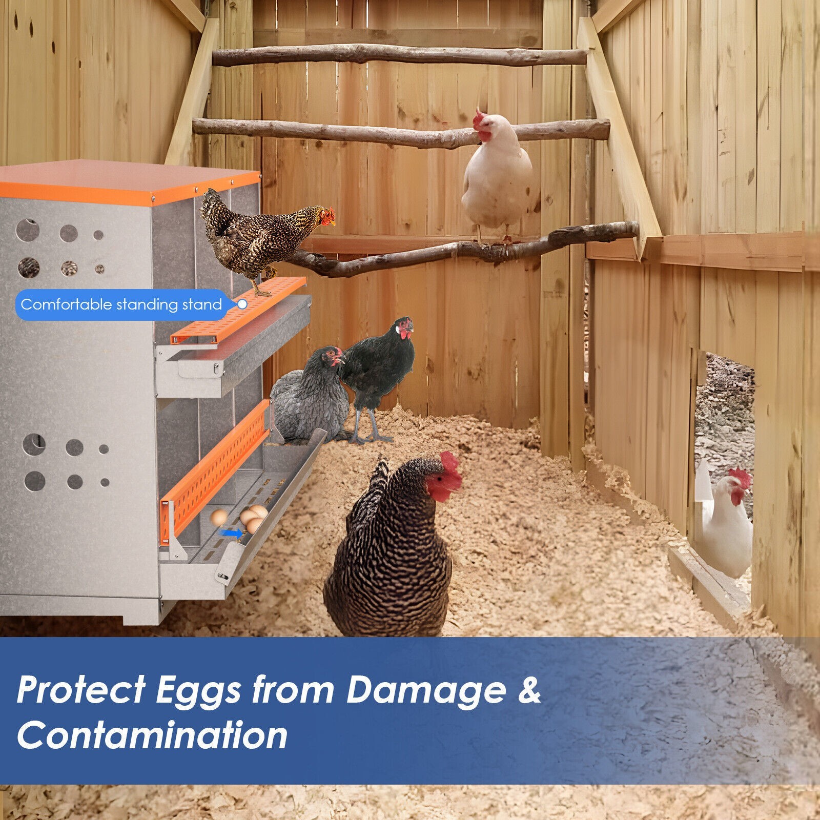 6 Hole Chicken Nesting Boxes Metal Egg Laying Brooding Box With Vent Hole Set
