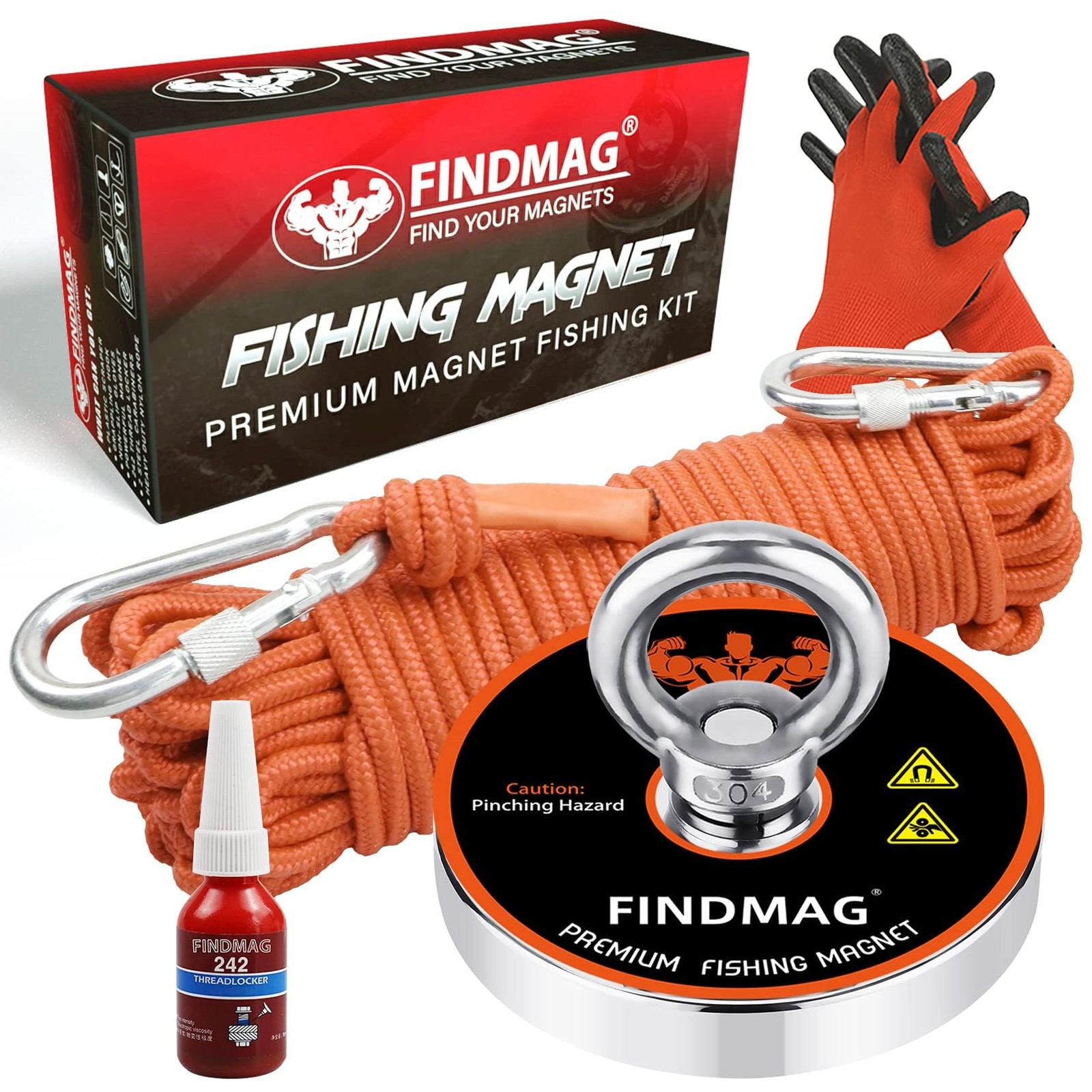 FINDMAG 1000 LBS Pulling Force Magnet Fishing Kit Fishing Magnets with Rope, ...