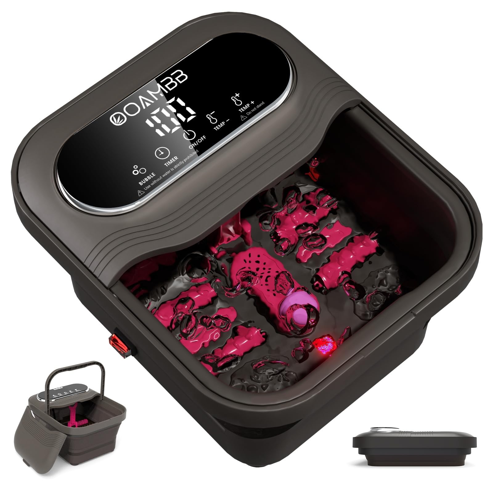OOAMBB Collapsible Foot Spa with Heat, Bubble and Temp Control, Foot Bath Mas...