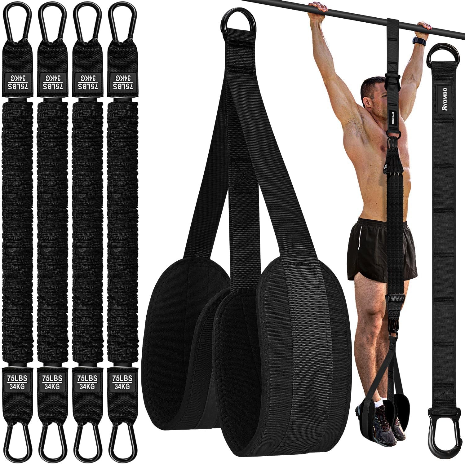Adjustable Heavy Duty Pull Up Assist Equipment with 4 Assistance Bands Black