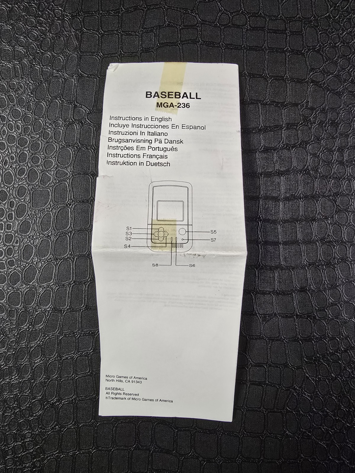 Instruction Manual For Handheld Game Baseball MGA-236