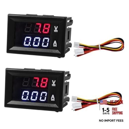 2 PCS 0.28" Digital Voltmeter Ammeter, DC 0-100V, 2 in 1 Volt Amp Meter with 10A